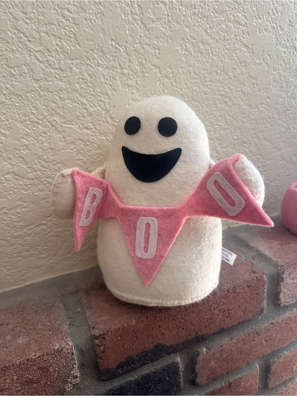Cute Ghost Plush with Pink 'BOO' Banner